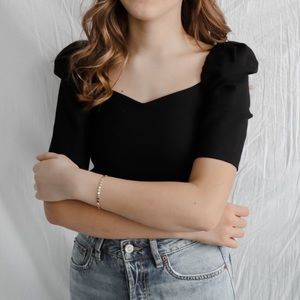 Black Puff Sleeve Top